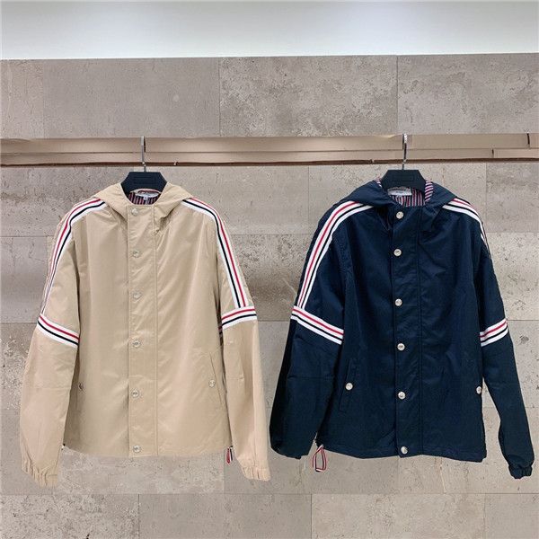 

20ss new luxury jacket thom bro jacket baseball uniform jacket windbreaker sun protection clothing pullovers outdoor coat 2.8, Blue;black