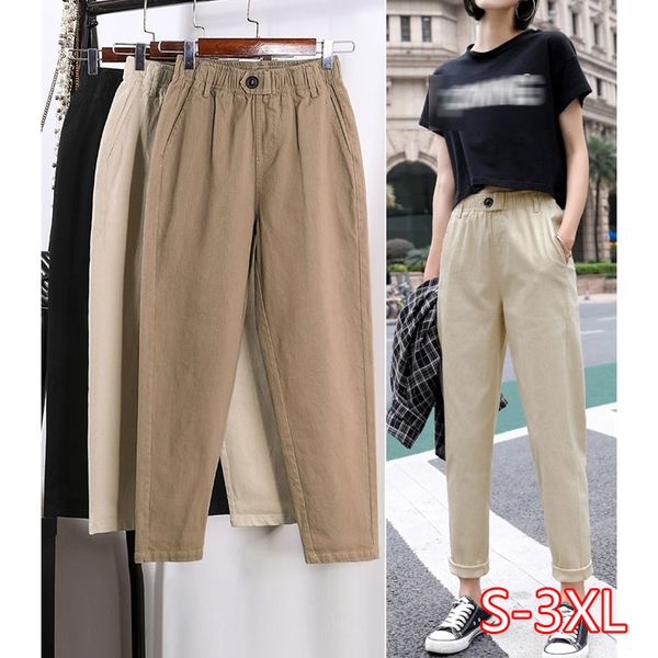 

beige high waist casual pants women loose spring autumn 2020 new women's korean slim harem pants plus size nine, Black;white