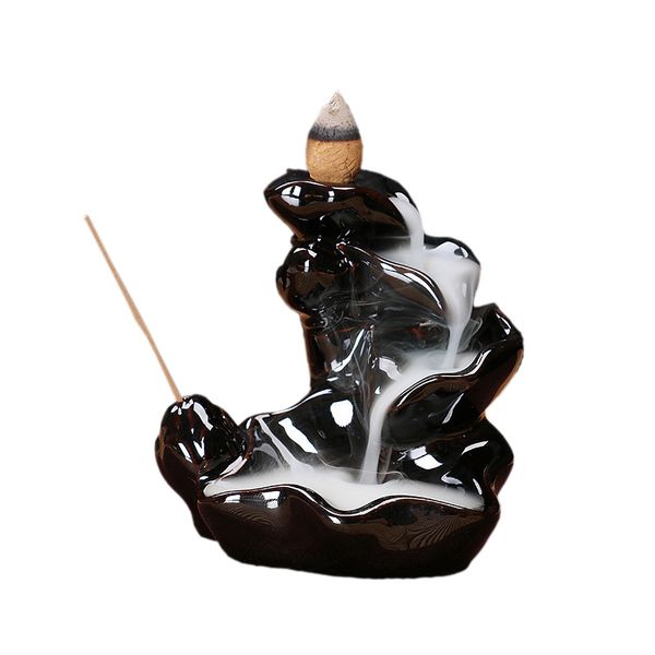 

ywbeyond lotus waterfall backflow incense burner ceramic censer smoke back flow cones incense bullet incense holder