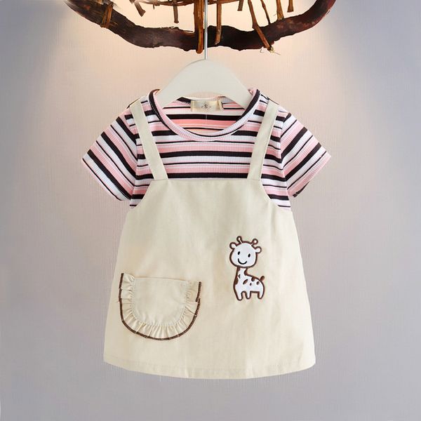 

девочки stripes deer вышитые платье оптовая 2020 летняя детская одежда, Red;yellow