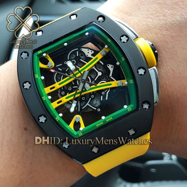 

мужские часы rm61-01 ремешок водонепроницаемый спорт роскошные часы йохан блейк ntpt углеродного волокна турбийон механизм с автоподзаводом, Slivery;brown