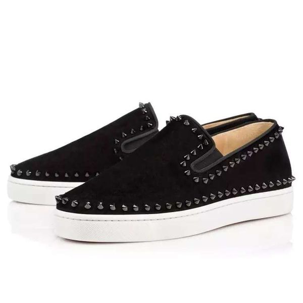 

designer red bottoms shoes men women studded spikes platform sneakers vintage genuine leather casual rivet sneaker size 36-47, Black