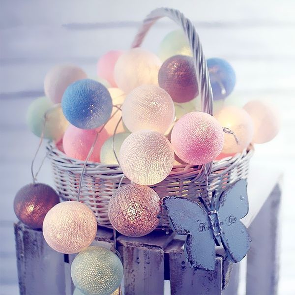 

cotton ball christmas string party fairy night lights kid bedroom decor