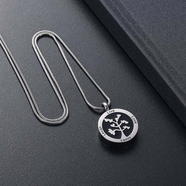 

kasdf8050 filling kit & instructions, "live love laugh family" theme gift memorial necklace round cremation jewelry pendant, Silver