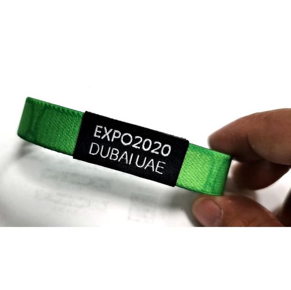 

свободная перевозка груза 2020 новый заказ дубай expo браслет expo 2020 dubaiuae stretch fabric wristband печать лямки дубай браслет hwasy18, Golden;silver