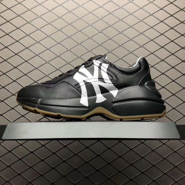 

mens rhyton casual shoe trendy dad sneaker paris dancing streetwear early spring women thick bottom leather sneakers with box