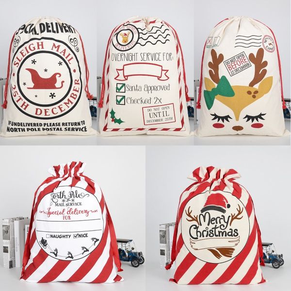 

Merry Christmas Gifts Bags Canvas Drawstring Bag Xmas Special Delivery Canvas Candy Bags for Kids Gifts