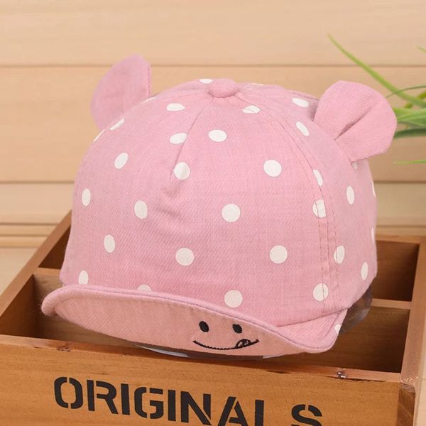 

2020 dot baby caps smile girl boys cap summer hats for boy infant sun hat with ear sunscreen baby girl hat spring baby, Yellow