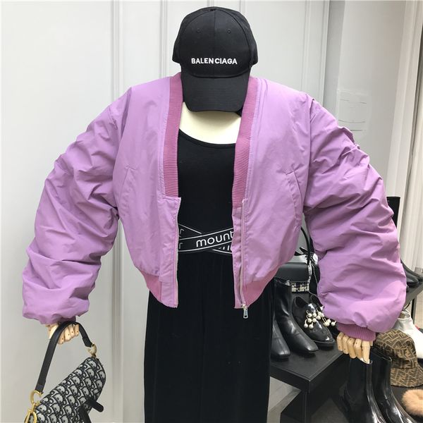 

2019 winter new fashion pleated long-sleeved loose padded baseball uniform jacket lambskin coat coat female, Black