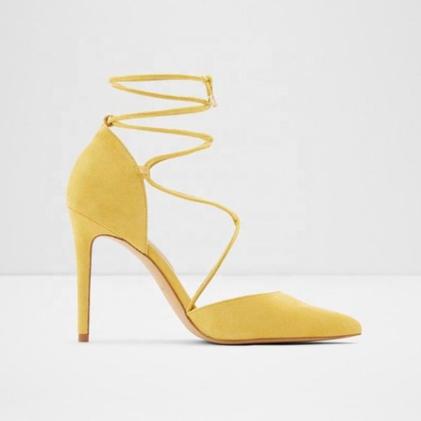 

2020 stiletto high heels suede pointed toe hollow cross-strap sandals pumps womens shoes, Black