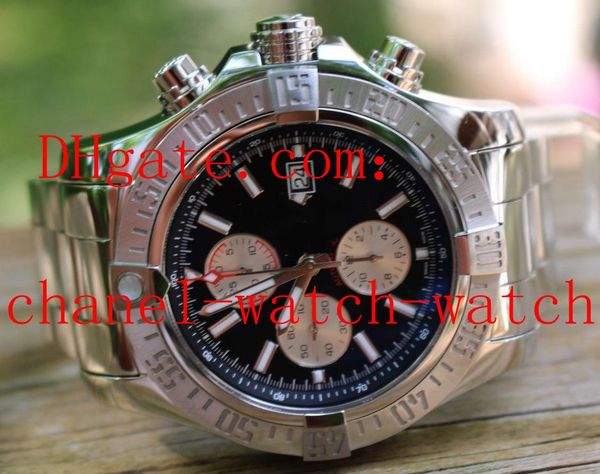 

new style super avenger stainless steel bracelet men's quartz sport wrist watches a13370 black dial mens casual watch, Slivery;brown