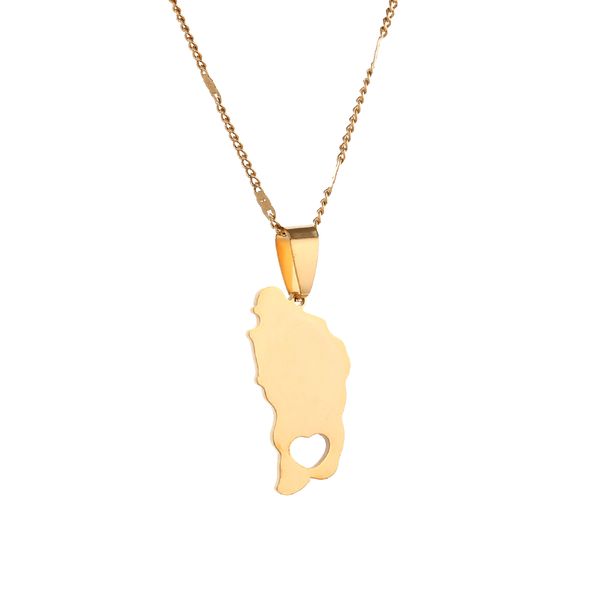 

stainless steel the commonwealth of dominica map charm pendant necklaces dominicans jewelry gifts, Silver