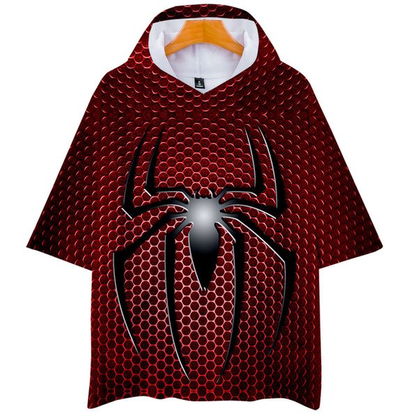 

2019 spider chivalrous hero expedition number printing 3d bring hat short sleeve male suit-dress, Black