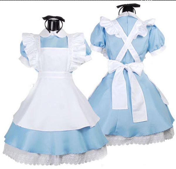 Halloween mulheres adulto anime azul vestido de festa alice sonho mulheres sissy empregada lolita cosplay traje estime bola