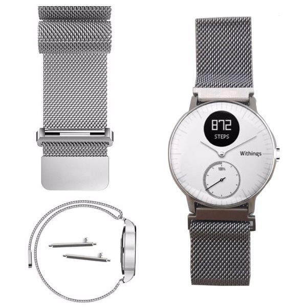 

replacement 20mm magnetic loop stainless steel watch band for withings steel hr (40mm case, Black;brown