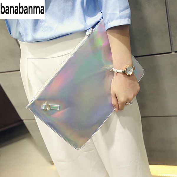 

banabanma laser gradient color hand bag fashion portable organizer pouch cell phone pocket zk30
