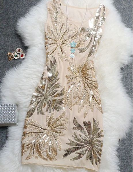 

женщины платье женщины одежда top элегантный vintage sequined tank повседневный плюс размер партии цветочные платья лета, блесток платье fie, Black;gray