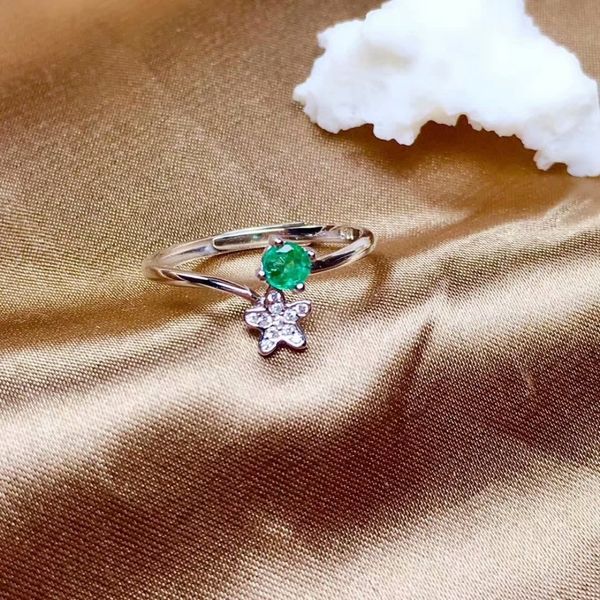 

925 sterling silver natural green emerald rings fine jewelry gift women wedding open wholesale plant new 4*4mm mj04046698agml, Golden;silver