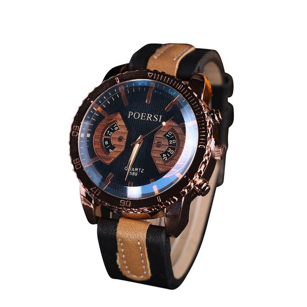 

men's watches analog quartz faux leather sport wrist dress watch men watches sport wristwatch clock montre homme, Slivery;brown