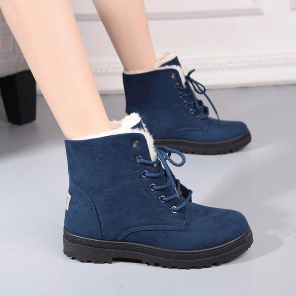

warm plush boots women shoes 2019 women boots plus size snow boot winter shoes square heels winter ankle botas mujer, Black