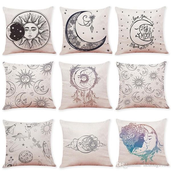 

декоѬаивне подђки throw овавае беле sun moon аблон пеаи диван наволоки дл