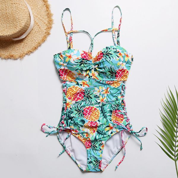 

pineapple print swimwear one piece swimsuit women backless bathing suit push up swimming bodysuits for woman beach monokini swim wear