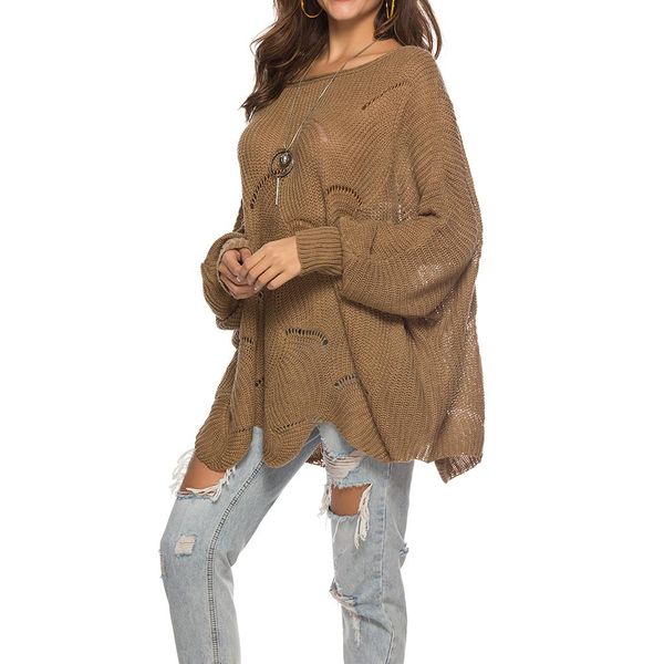 

sweater women winter solid color fashion hollow ladies knit casual sweater loose long-sleeved pullover jacket, White;black