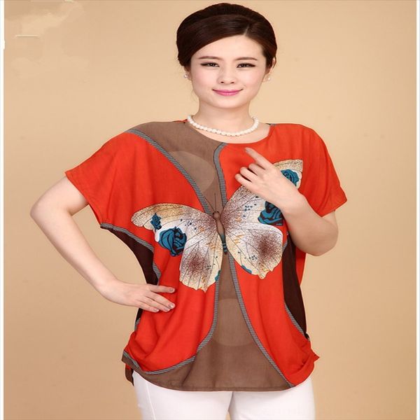

summer t-shirt clothes mom 40-50 years old middle-aged and elderly large size women's short sleeve plus fat t-shirt grandma's clot, White