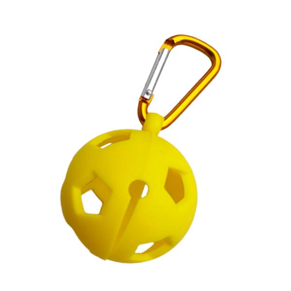 

portable lightweight durable silicone golf ball holder carrier with snap clip hook for single golf ball yellow/green/rosy