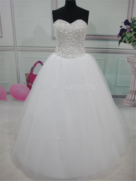 Venda quente mais recente 2019 vestidos de casamento vestido de bola branca com cristais frisados ​​vestido de bola longo vestido de festa de casamento nupcial vestidos de noiva al36