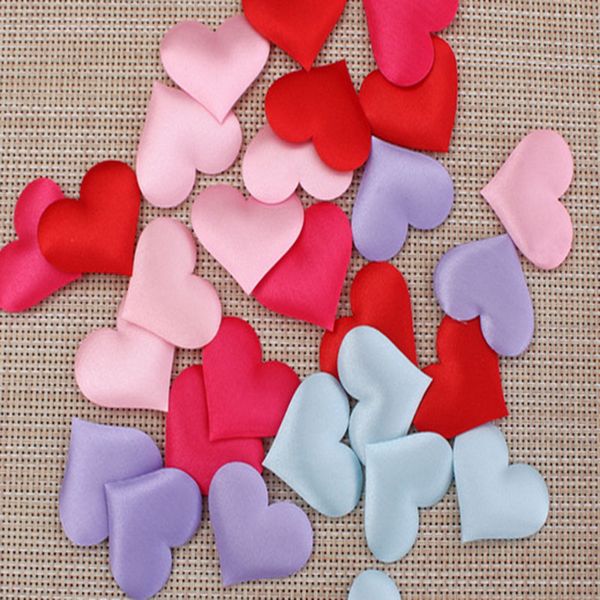 

100pcs fabric heart dia 3.5cm wedding party confetti table decoration birthday party decorative supplies