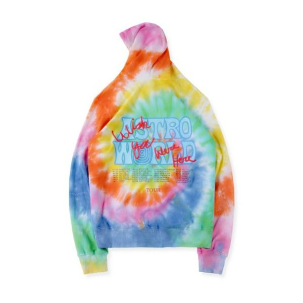 

19fw astroworld cute bear rainbow tie-dyed sweater mens designer sweater aw womens hip hop designer hoodies hfsswy223, Black