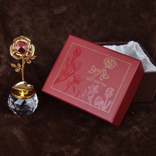 

electroplated crystal rose with base for valentine's gift home decoration craft birthday wedding gifts
