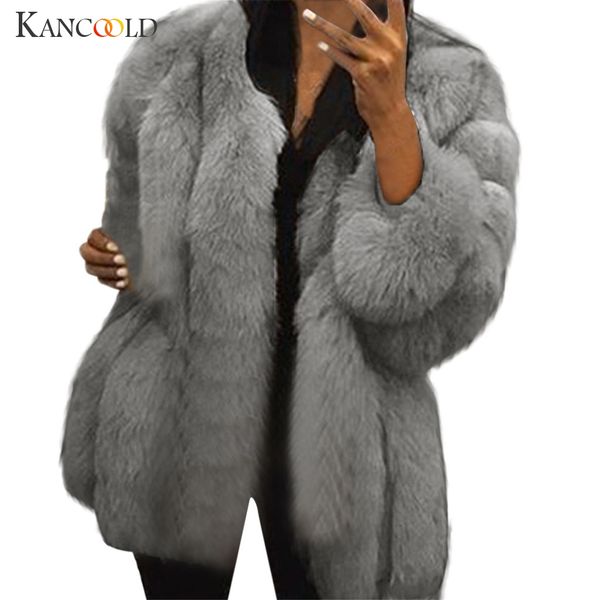 

kancoold s-5xl mink coats women 2019 winter fashion pink fur coat elegant thick warm outerwear fake fur jacket, Tan;black