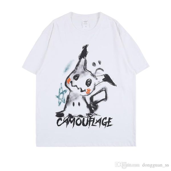 

cartoon animal print t shirt men and women round neck loose casual tshirts oversize short sleeve hip hop tees, White;black
