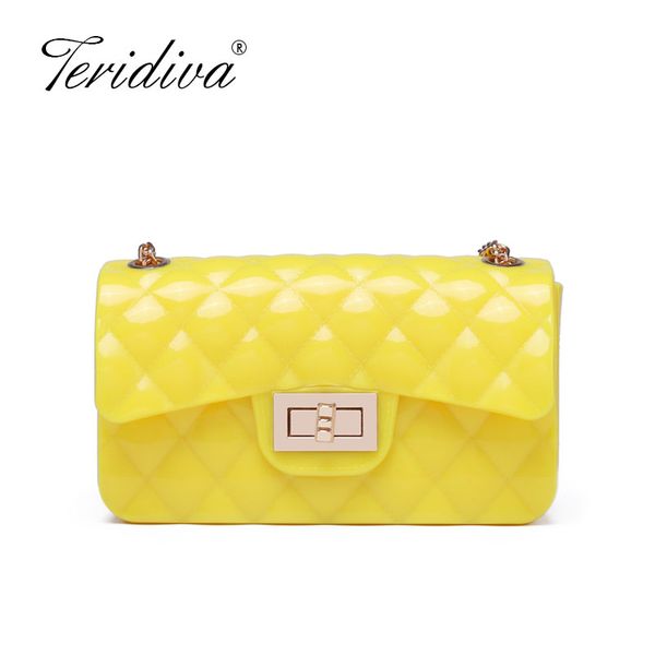 

2020 candy color summer plaid chain small bag jelly bags handbag women purse crossbody bags lady mini messenger purse