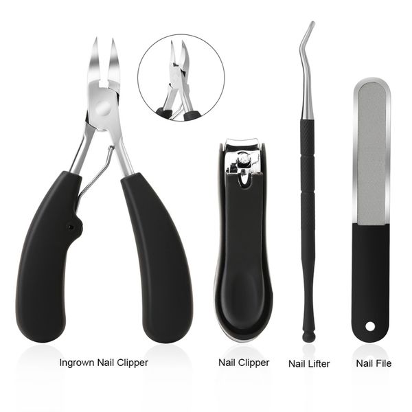 

nail cuticle pusher clipper scissor nipper tweezer picker stainless steel manicure diy nail art tools kits 4 in 1 manicure