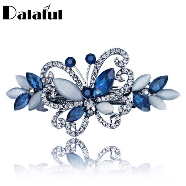 

opals crystal butterfly rhinestone hair clip barrette hairpin headwear accessories hair jewelry for woman girls wedding f134, Golden;white