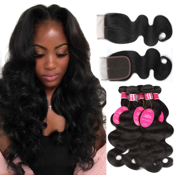 2019 Human Hair Bundles With 4 4 Lace Closure Brazilian Hair