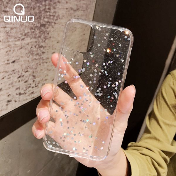 

для apple iphone 6 6s 7 8 plus 11 pro x xs xr max bling glitter star love heart искорка пришивания soft clear кремния tpu крышка случая