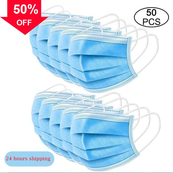 

W03o одноразовая DHL 3-слойная защитная маска для лица PM2. 5 Adult Breathable Facial Dust Mask Stock Ship In 24hrs Black Blue