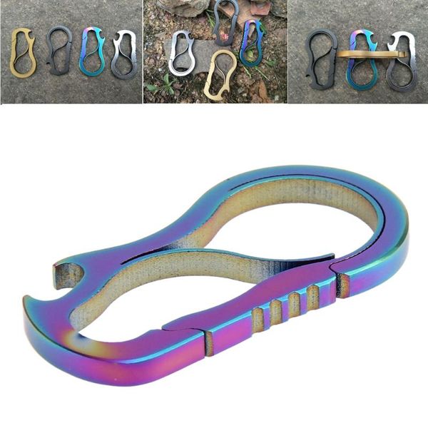 

edc equipment outdoor metal fast buckle keychain mini bottle opener titanium alloy carabiner hook camping climbing accessories