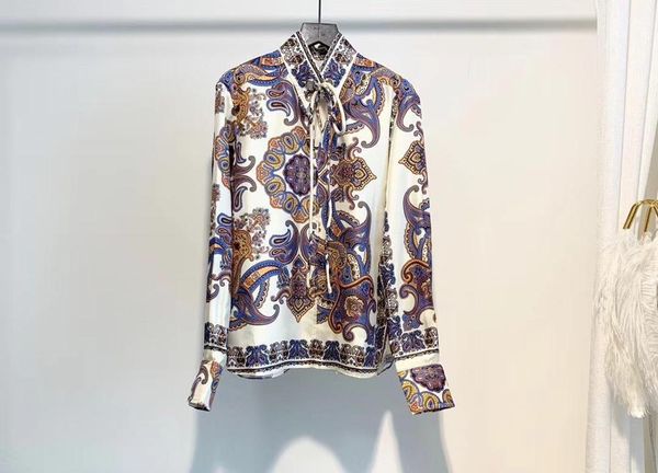 

2019 luxury women prints silk shirt blouse gdnz 5.25, White