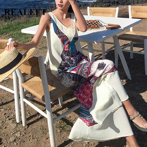 

realeft 2020 summer sleeveless v neck women's jumpsuit holiday style casual floral printed ladies beach long jumpsuit female, Black;white
