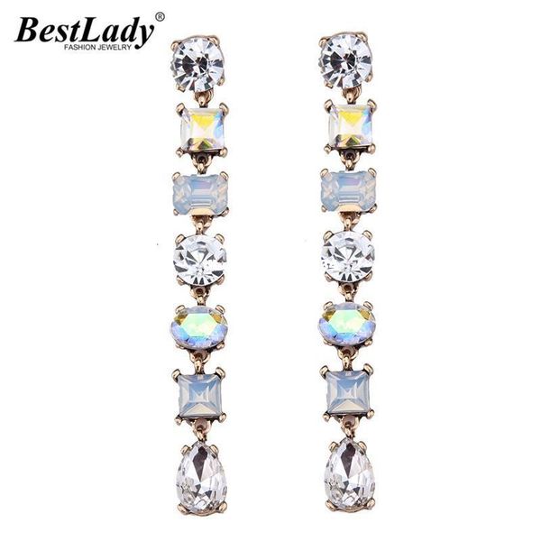 

lady luxury beads colorful long earrings statement jewelry fashion brand shinning drop dangle earrings women 4256, Silver