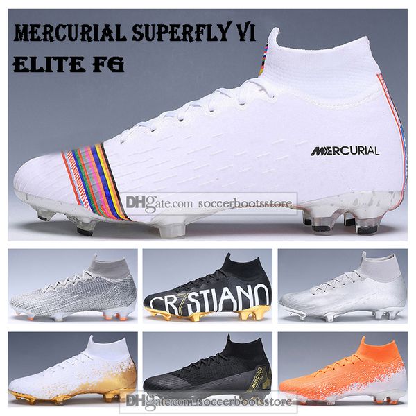 

Дети Высокие Лодыжки Футбольные Бутсы Mercurial Superfly VI Elite FG Футбольные Бутсы Youth CR7 Super