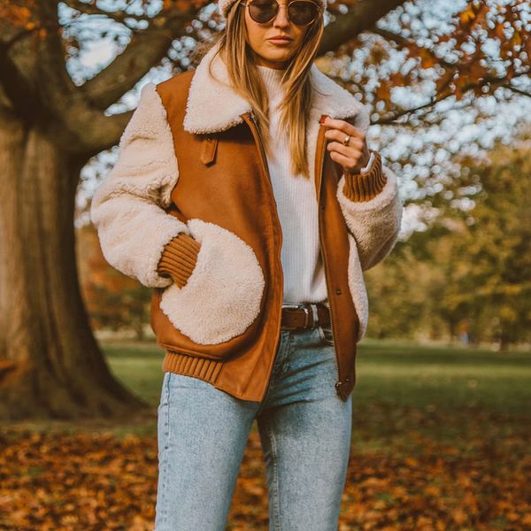 

elegant faux fur coat women 2019 autumn winter warm soft zipper fur jacket female plush overcoat pocket casual teddy outwear#g30, Black