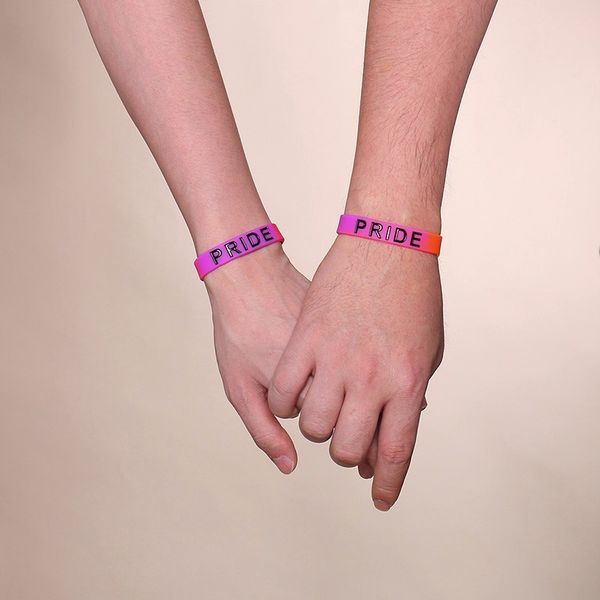 

5pcs pink pride silicone bracelets awareness support wristband, Golden;silver