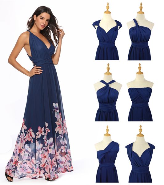 

new women's dress 2020 european and american women's fashion print dress multi wear chiffon dress