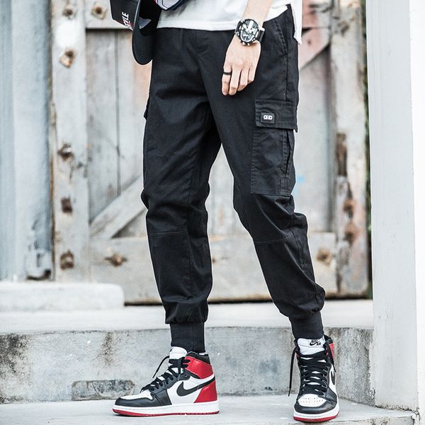 

2020 fashion skinny harem pants loose-fit versatile casual pants men beam leg bib overall fashion, White;black